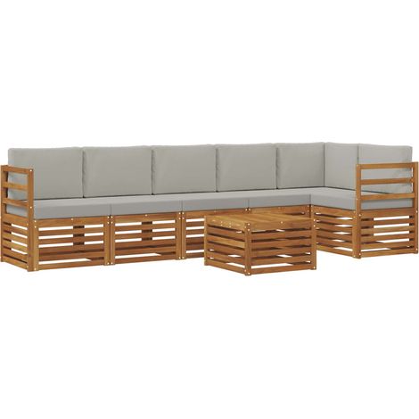 Conjunto de Sofá Seccional con cojín 7 pcs Gris Natural y Claro vidaXL