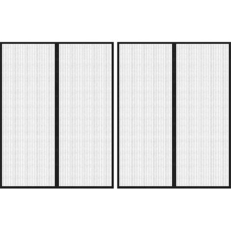 Insect Door Curtains 2 pcs with Magnet Blocks Black 230x160 cm vidaXL