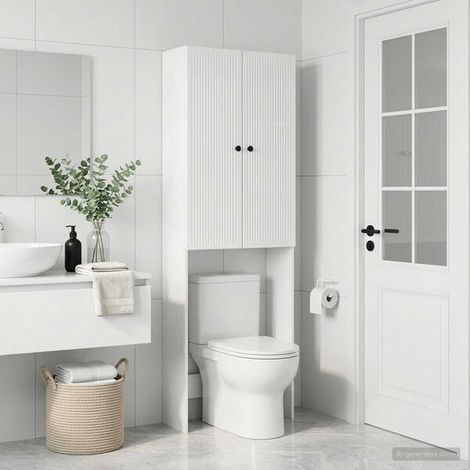 Armoire de toilette EDE Blanc Brillant 66 x 25,5 x 190 cm, Meuble Mural, Design Moderne (1/5)