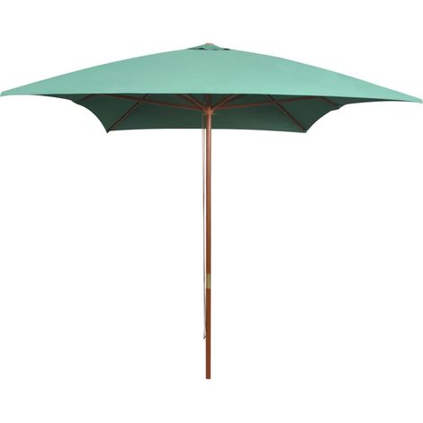 Sombrilla de jardín con mástil de madera 200 x 300 cm verde 020008139
