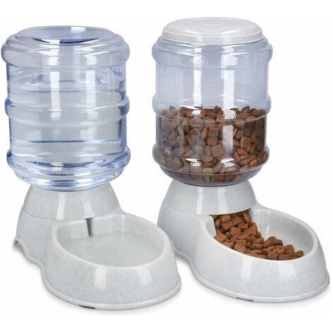 2X Distributeur Croquettes et Eau - Accessoire pour Chat et Chien - 2X Gamelle Automatique Nourriture - pour Chat Chien Lapin - Capacité 3,8L (1/5)