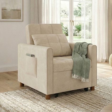 Sofá cama EMILE 1 plaza 69 x 170 cm tejido chenilla beige