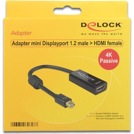 DELOCK cable adaptador mini DisplayPort 1.2 macho - HDMI hembra negro 4K pasivo (1/2)