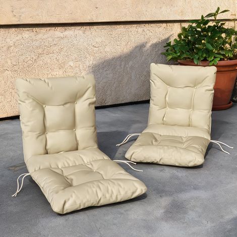 Assise de jardin réversible beige avec dossier et liens 120 x 50 (1/5)