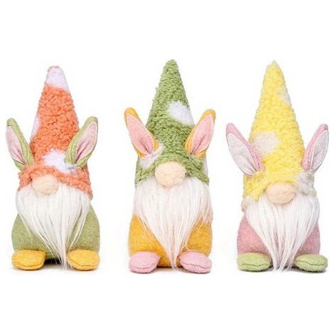 Gnomo coniglietto pasquale di peluche, 3 pezzi – Decorazione, cestino di Pasqua (1/5)