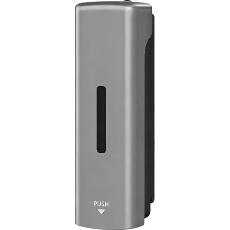 Wandseifenspender 350 ml, Weithals, nachfüllbar, auslaufsicher, Tropffunktion, manueller Einzelknopf-Flüssigseifenspender für Zuhause und öffentliche Toiletten, Silber/Schwarz (1/5)