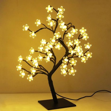 Guirlandes lumineuses en forme de fleurs de cerisier, guirlandes lumineuses décoratives à LED, perles lumineuses à LED, lumière jaune chaude, interface USB, pour (1/5)