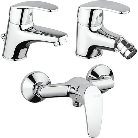 Set Rubinetti Piralla per lavabo e bidet con scarico automatico e doccia esterno serie Ofelia cromato (1/5)