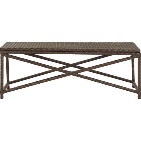 Banc de jardin Banc extérieur Banquette de jardin 120 cm Résine tressée Marron (1/5)