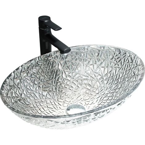 Mexen Goa lavabo à comptoir en verre 50 x 36 cm, transparent - 24085000 (1/2)