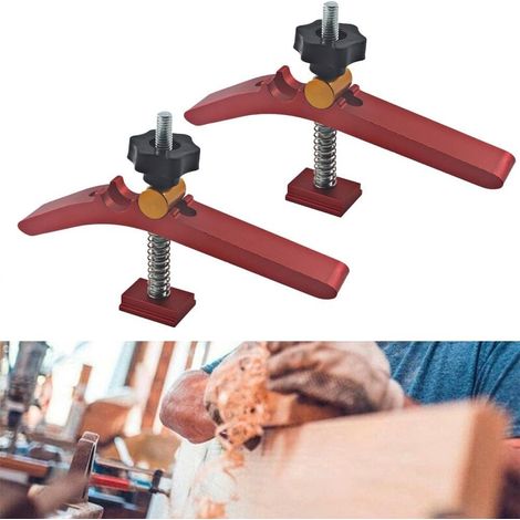 Lot de 2 serre joints pour rail en T en aluminium réglables pour travail du bois positionnement de gabarits et montages de menuiserie et métallurgie (1/5)