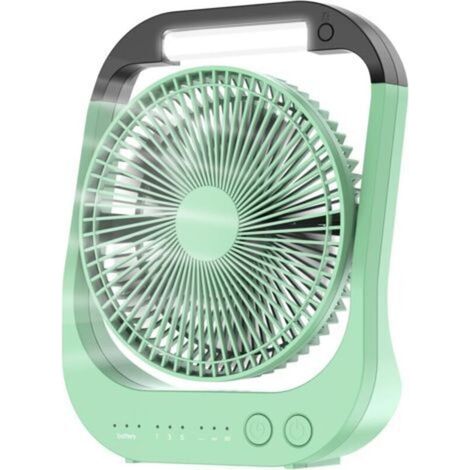 Ventilateur USB, batterie rechargeable 10 000 mAh, 4 vitesses, ventilateur de camping 8 pouces, rotation à 180°, lumière LED, minuterie, ventilateur pour camping et voyage (1/5)