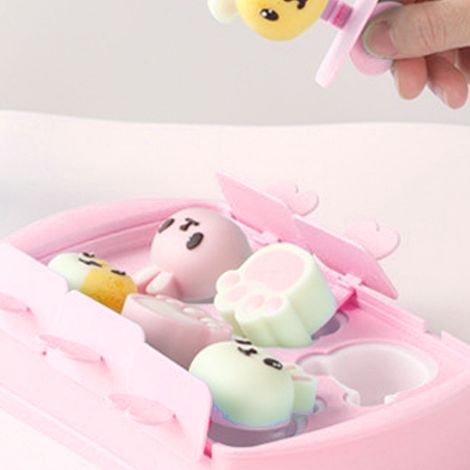 Mini-Eisform zum Selbermachen für Kinder, lebensmittelechtes Silikon, für Eiscreme, Eiswürfel und Eis am Stiel, XC-512-1, sechs Fächer, Rosa (1/5)