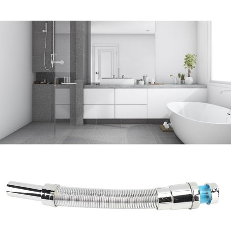 Bonde de lavabo blanche avec grande bonde à bouton-poussoir et système anti-odeurs pour la réparation des fuites de canalisations de lavabo. (1/5)