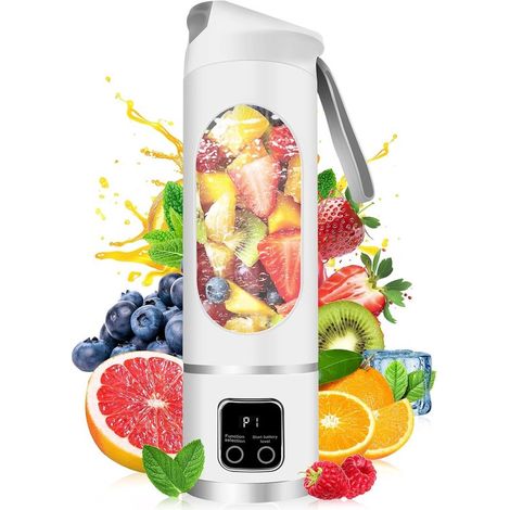 Licuadora portátil - Exprimidor eléctrico USB - 500 ml - Para batidos y smoothies - Compacta, práctica y versátil - Blanca (1/5)