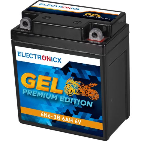 Electronicx 6N6L-B 6V 6Ah GEL Batterie – Wartungsfrei, Hochleistungsakku für Schaltmopeds, Motorräder & Roller – 97x55x115mm - Premium Batterie 12V