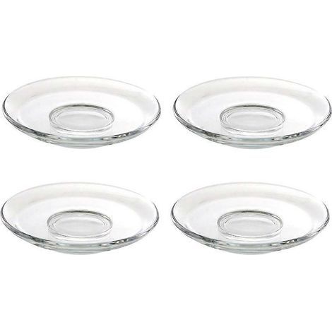 Lot de 4 soucoupes rondes en verre transparent, assiettes décoratives pour le café ou les en-cas-9.00X9.00X1.50CM-Transparent Color (1/4)