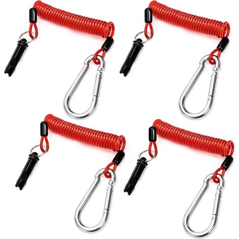Câble de sécurité de remorque de 1,8 m (4 pièces), câble spiralé en acier inoxydable avec ressort, câble de freinage d'urgence et goupille pour caravanes, camping-cars, caravanes et accessoires de bat (1/5)