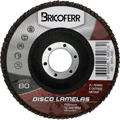 Bricoferr Lot de 10 disques plats à lamelles zirconium Ø 115 mm grain 80 (1/2)