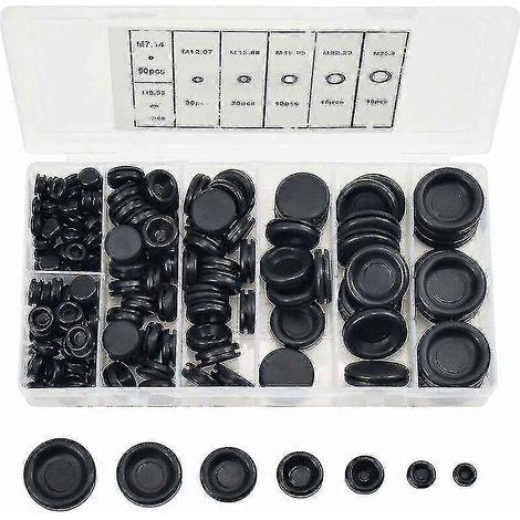170 Stück Gummistopfen, 7 Größen, Gummitüllen, Lochstopfen mit Organizer-Etui, elektrischer Drahtring-Dichtungssatz für Auto-Wasserschlauchpumpe (1/5)
