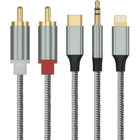 5mm sur 2 Cinch câble 1, 3M Stereo Audio, 2er 3in1 Lightning USB C 3 (1/5)
