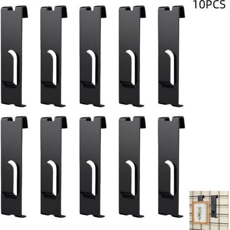 10er-Pack Lochwandhaken mit Kerben – Lochwandhaken – Lochwand-Fotohalter – für Lochwände, Drahtregale, Hängedisplays – schwarz – 9 × 2,5 cm