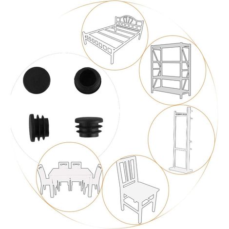 10pcs Bouchon Pied de Chasie Embout Capuchon Jambe Tube Insert Table Meuble Protection Rond Noir 16 mm diamètre en Plastique Patins Pieds de Meuble (1/4)