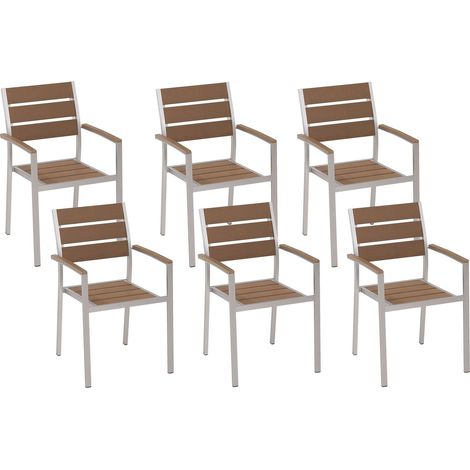 Set di 6 sedie da pranzo in alluminio anodizzato colore marrone Vernio