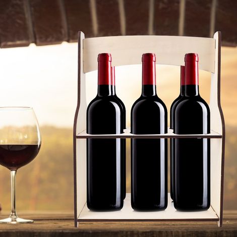Distributeur de bouteilles de bière et de vin rouge en bois à 6 trous, étagère de rangement pour bar (1/5)