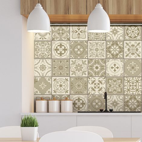 Sticker Mural Carrelage adhésif Cuisine Salle de Bain - 30 STICKERS CARRELAGES AZULEJOS ENNIO - 30stickers10x10cm (1/5)