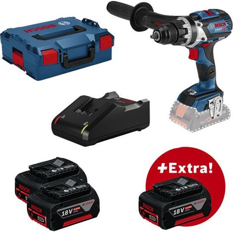 Bosch Professional – Perceuse-visseuse sans fil 18V avec 3 batteries 5,0Ah – Moteur Brushless – Couple 110Nm pour perçage bois et acier – Coffret L-BOXX - 18V-110