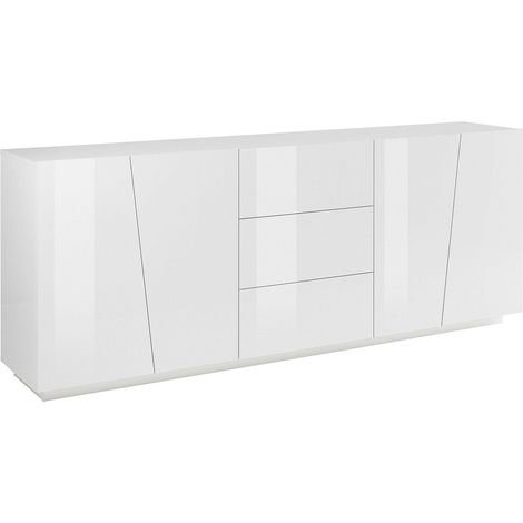 Credenza 4 Ante + 3 Cassetti 220x43x86 cm Vega Bianco Lucido (1/4)