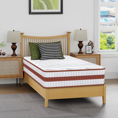 Matelas 90x190 cm YIDATONG Très épais 26 CM - PREMIUM - Mousse à mémoire de Forme - Moyenne Ferme - 7 Zones Ergonomique Ressorts Ensachés