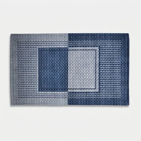 Tappeto bagno in velluto trapuntato antiscivolo 60 x 110 Lario - Blu Scuro (1/2)