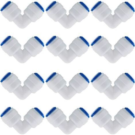 12 Pcs Accessoires De Filtre à Eau RO Raccord De Buse 1/4 Pouces 90 Degree Right Angle Fast Docking pour Raccorder Les Raccords De Tuyauterie d'eau, Tuyau de réfrigérateur (1/3)