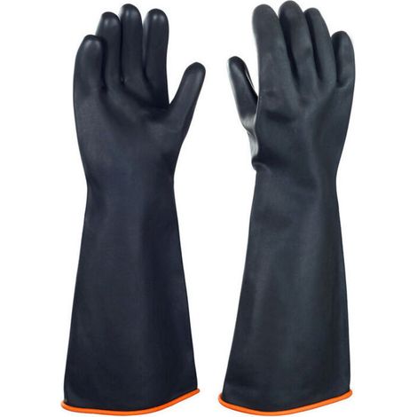 Gants en latex résistant aux produits chimiques gants de protection longs en caoutchouc de sécurité industrielle, gants noirs résistants, 1 paire