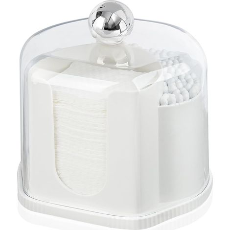 Scatola trasparente per bastoncini di cotone e stuzzicadenti con coperchio antipolvere, design 2 in 1, scomparti separati per un facile accesso