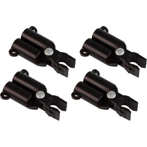 Connecteurs de Tuteurs pour portique en V, Charnière pour Treillis, Support pour Tuteurs de Plantes, Connecteur de Barre Clips, Ø16mm, 4 pièces, Noir (1/4)