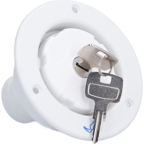 Orifice de remplissage d'eau par gravité avec verrouillage à clé, en plastique PP blanc, pour camping-car, caravane, remorque. (1/5)
