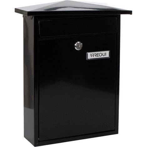 ARREGUI Home E5714 Buzón Exterior de Acero, Tamaño M (Correo DIN A4 y Revistas), Buzón de Correo Individual, Buzón de Pared de Fondo Estrecho, Antilluvia, Fácil de Instalar, Negro (1/5)