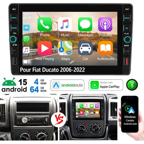 Autoradio Android 15 avec Apple CarPlay, GPS et RDS, port USB Type-C pour Fiat Ducato (2006-2022) - 4+64G (1/5)