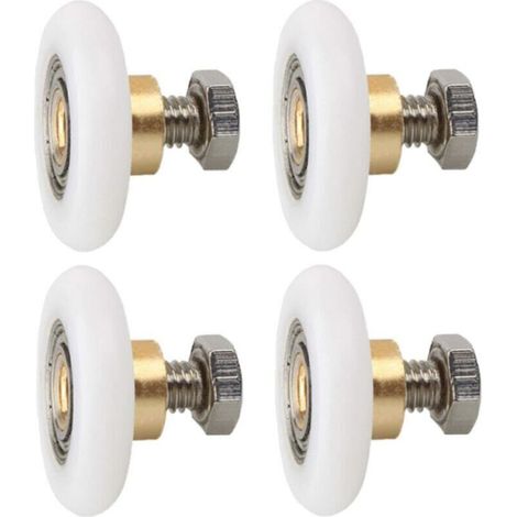27 mm 4 pièces Roulette Porte de Douche, Roues de Rechange pour Porte de Douche Roulettes de Rechange pour Porte de Douche RainuréE avec vis Diamètre 27 mm