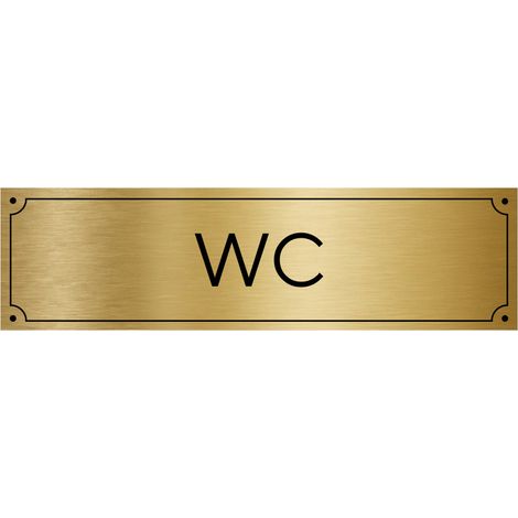 Plaque de porte gravée pour WC en pvc aspect argent brossé ou or brossé .- Or brossé -