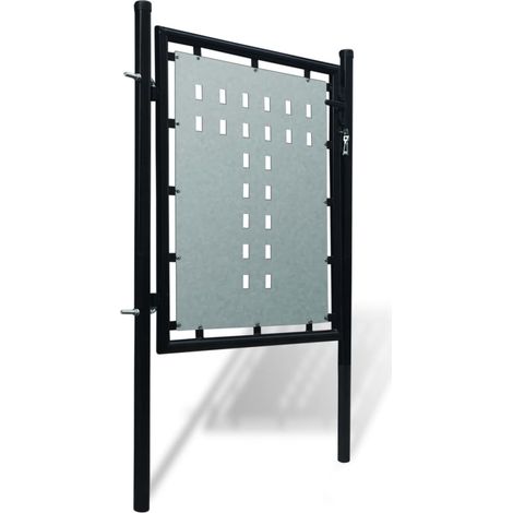 INLIFE Portail simple de clôture Noir 100x125 cm (1/5)