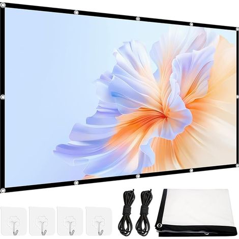 100 Inch 16:9 HD Outdoor Projection Screen, Portable Projection Screen, Foldable Projector Screen with 8 Hooks and 2 Link Ropes, for Home Theater, Office, School, Meetings and Camping (1/5)