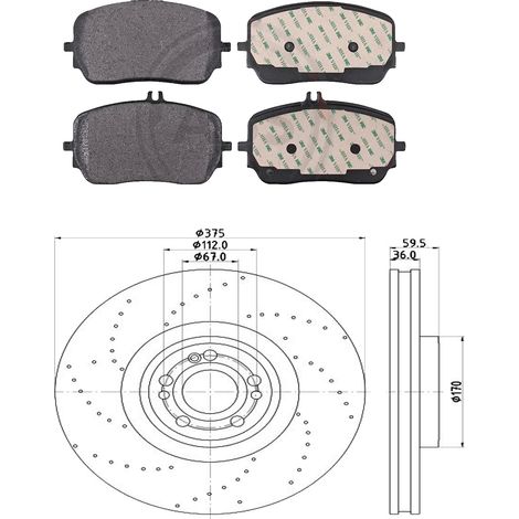 KIT FRENI ANTERIORI compatibile con MERCEDES-BENZ GLE (V167) - DISCHI + PASTIGLIE OEM: P 50 149 , P 50 152 / 20226 V , 20222 V /SOSTITUZIONE DIRETTA/BASSA POLVERE/SILENZIOSO
