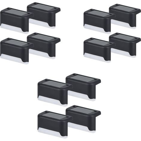Lot de 12 lampes solaires pour marches – Boîtier noir [Blanc chaud] - Lot de 12 lampes solaires pour marches – Boîtier noir [Blanc chaud] (1/5)
