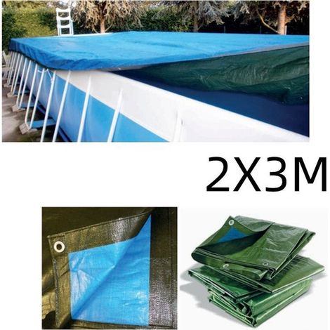 Trade Shop - Telone Rafia 100gr Copertura Per Piscina 2x3mt Impermeabile Resistente Occhielli 404434 -