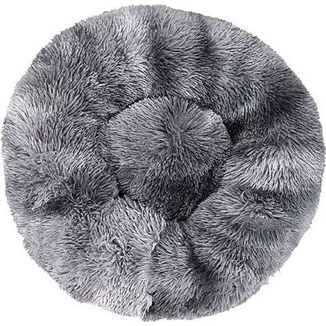 Lit pour Chat, Coussin Fluffy, Doux Lavable pour Chats Chiens (Tie-dye gris foncé, 60 cm), Ensoleillé (1/4)