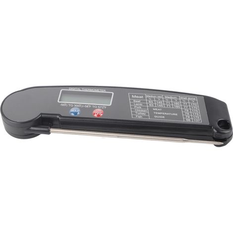 Faltbares elektronisches digitales Lebensmittelthermometer, Sofortanzeige, schwarz, zum Kochen und Grillen (1/5)